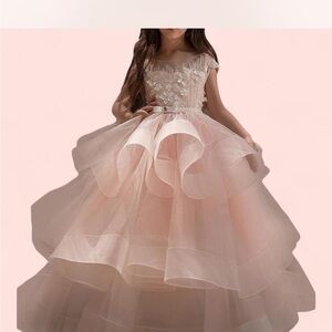 Elegant Pink Layered Gown